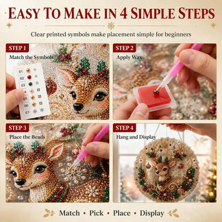 DIY Christmas Pearl & Rhinestone Diamond Painting Suncatcher 🎄
