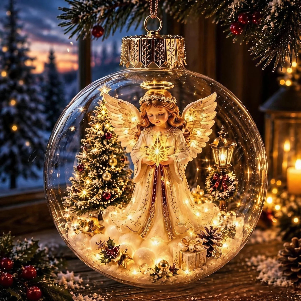 ✨A miniature Christmas world discovered within an ornament.