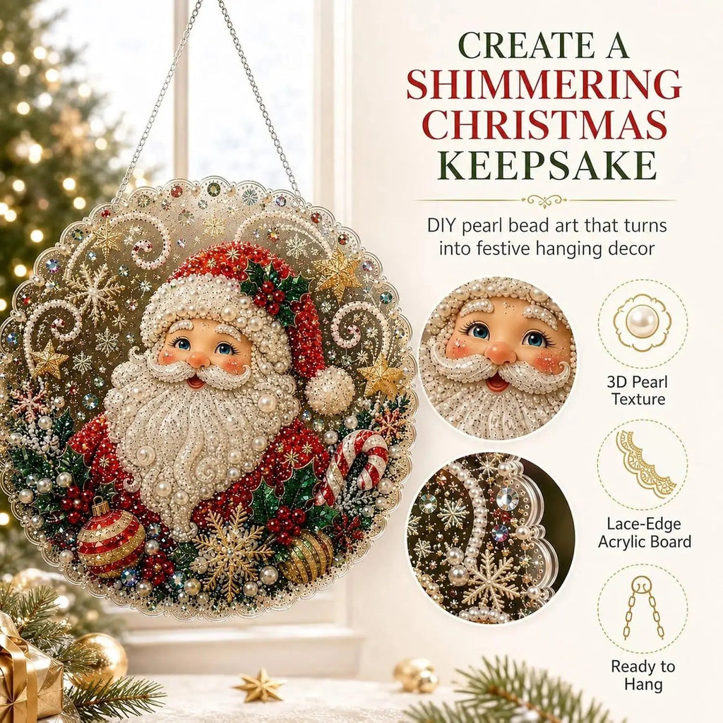 DIY Christmas Pearl & Rhinestone Diamond Painting Suncatcher 🎄