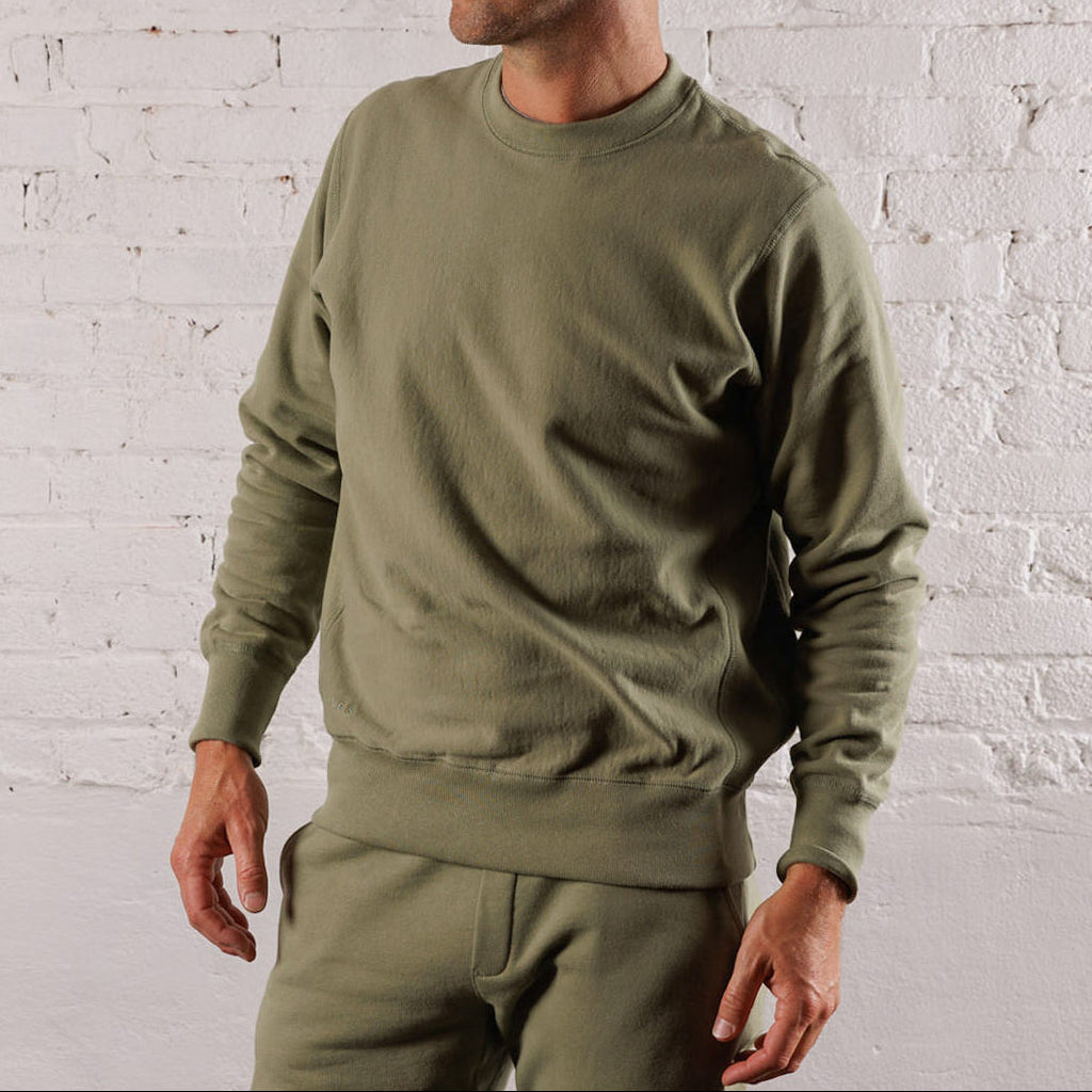 Skyline Heavyweight Fleece Crewneck in Dusty Olive