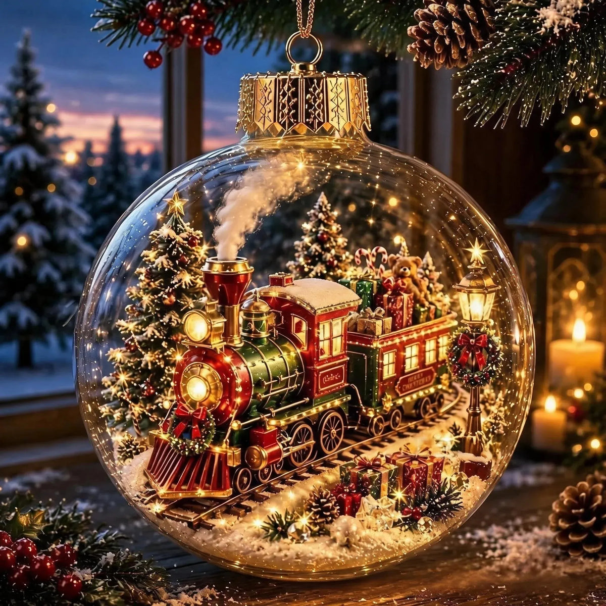 ✨A miniature Christmas world discovered within an ornament.