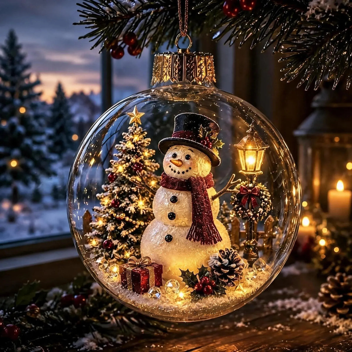 ✨A miniature Christmas world discovered within an ornament.