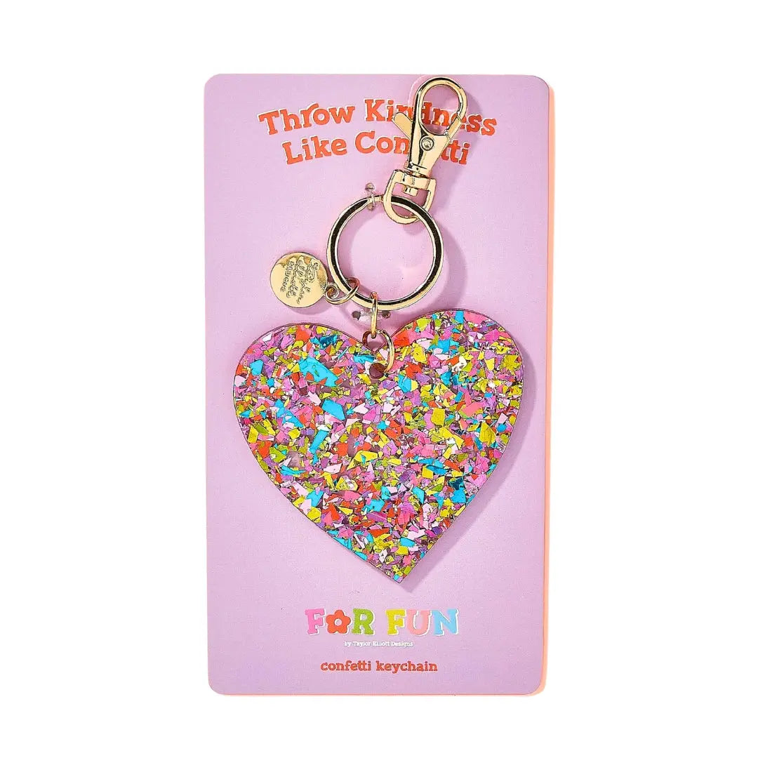 Colorful Confetti Heart Keychain