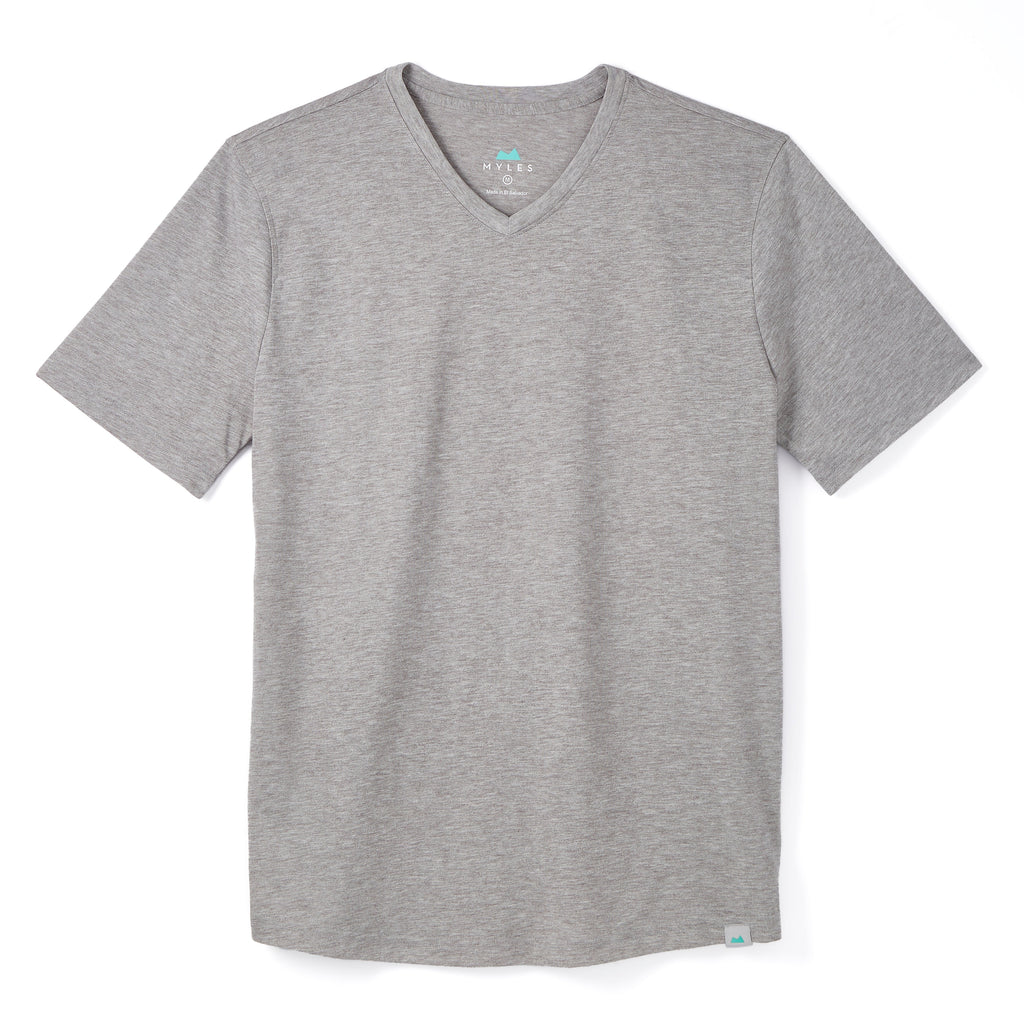 Everyday Tee with V-Neck in Heather Gray