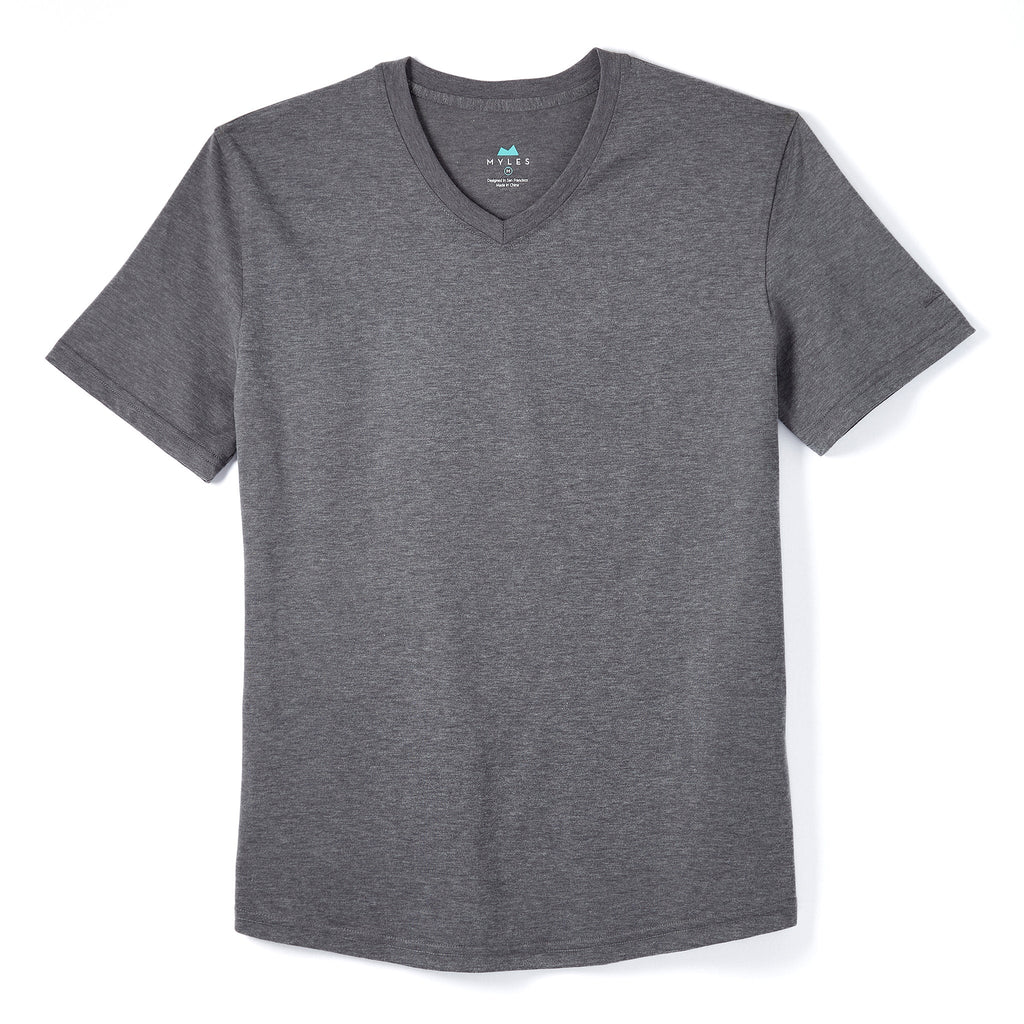 Everyday Tee with V-Neck in Heather Black