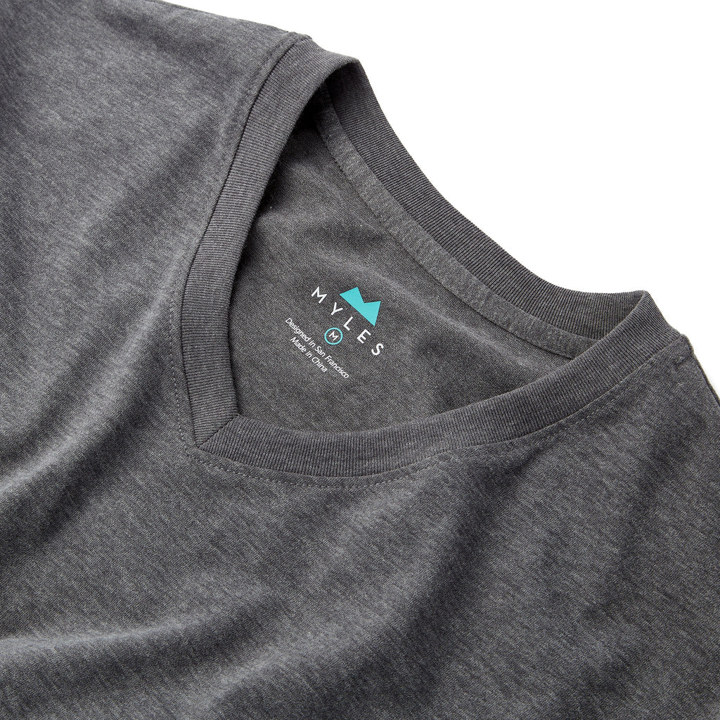 Everyday Tee with V-Neck in Heather Black