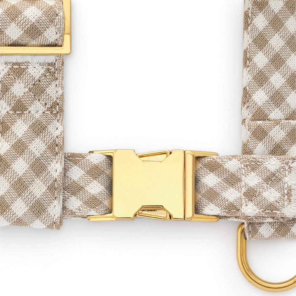 Mushroom Brown Gingham Dog Harness