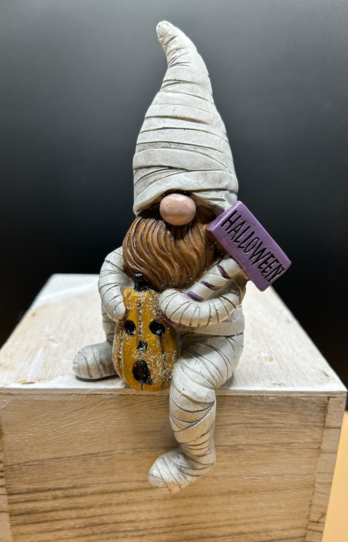 Halloween Shelf Sitting Ghost Gnome — Trick-or-Treat Décor