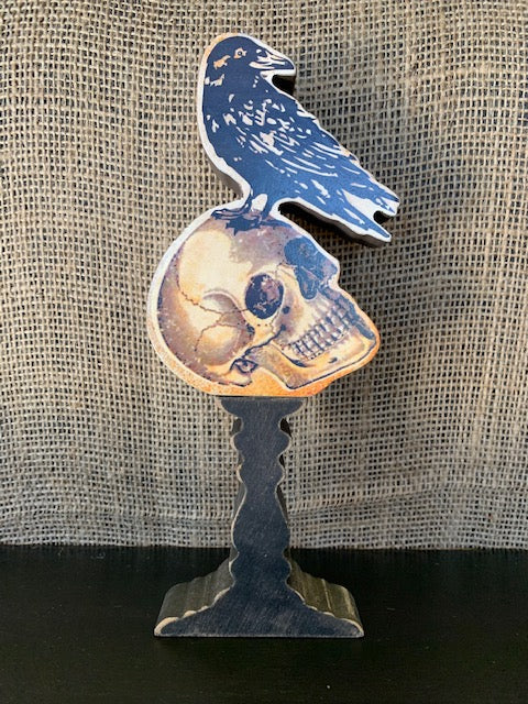 Wooden Raven and Skull