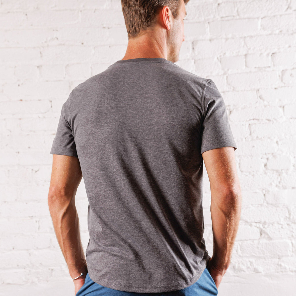 Everyday Tee with V-Neck in Heather Black
