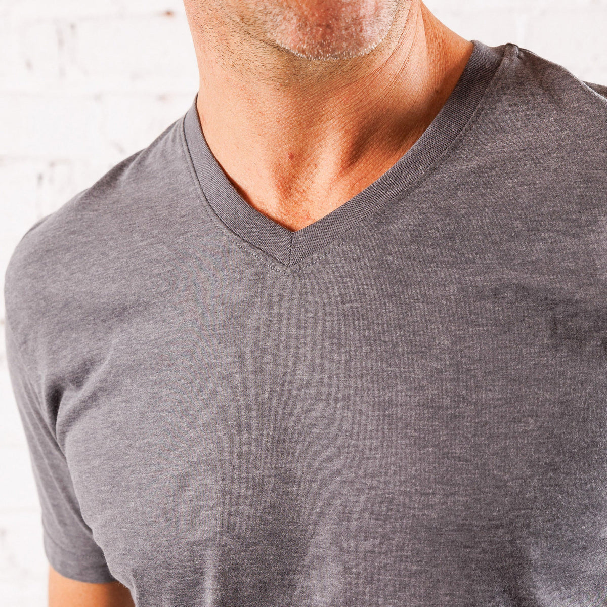 Everyday Tee with V-Neck in Heather Black