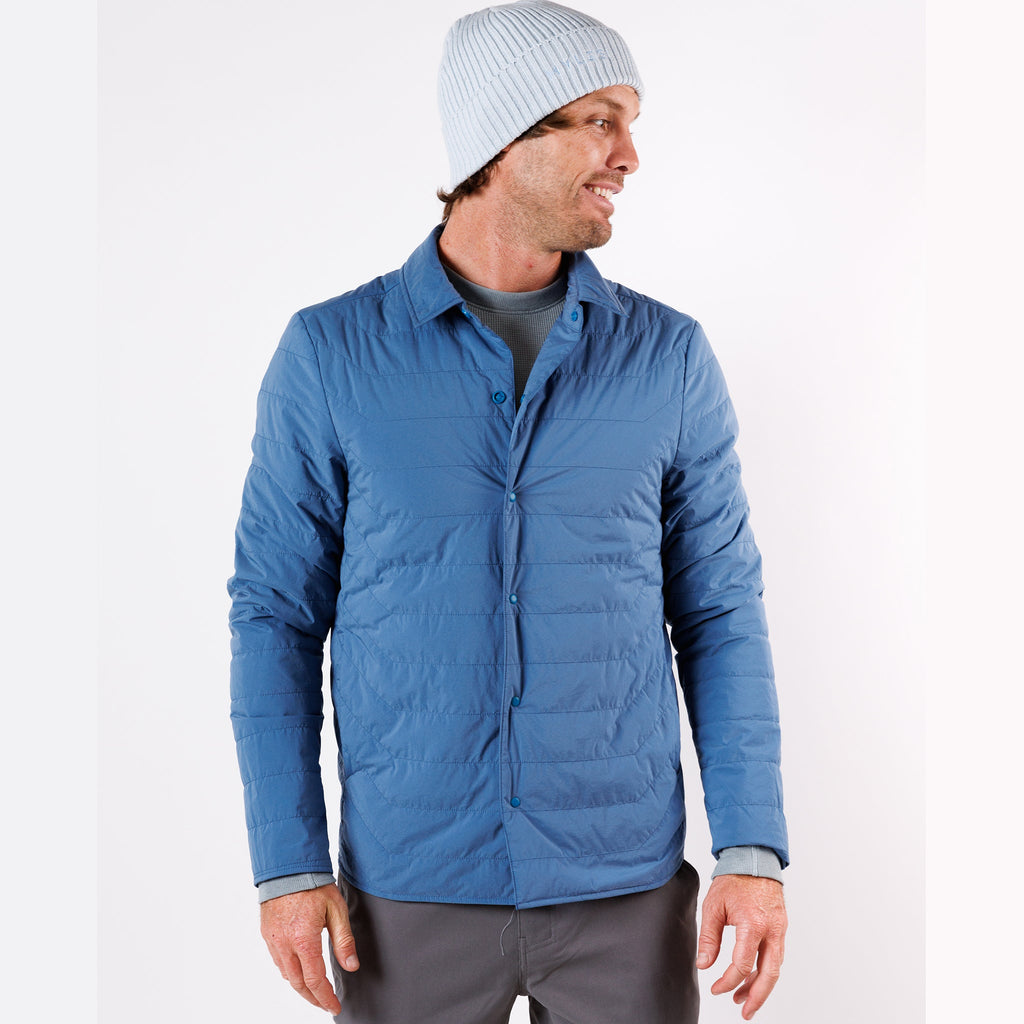 Reversible Insulated Shirt Jacket in Dusty Blue