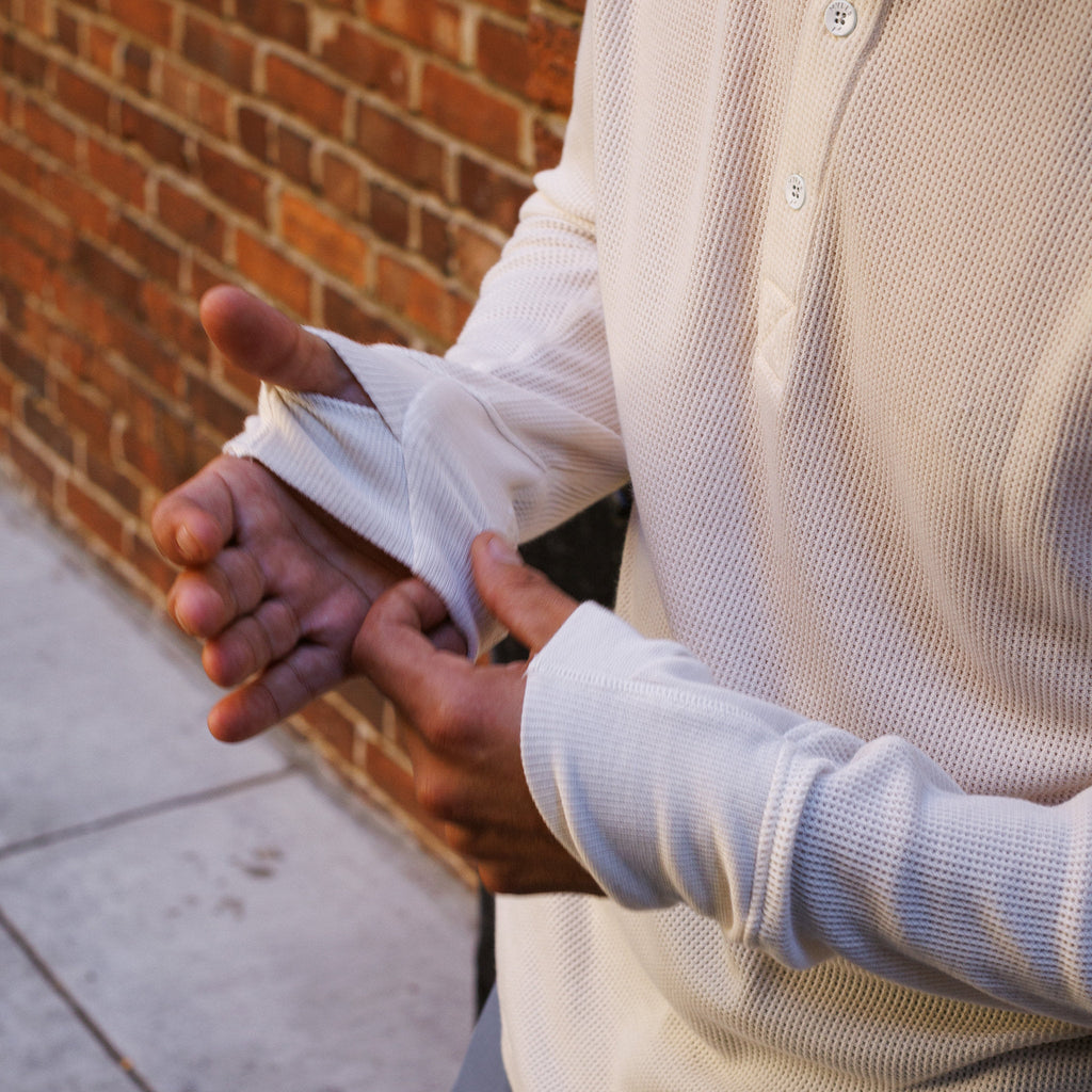 Weekend Thermal Henley in Good Gray