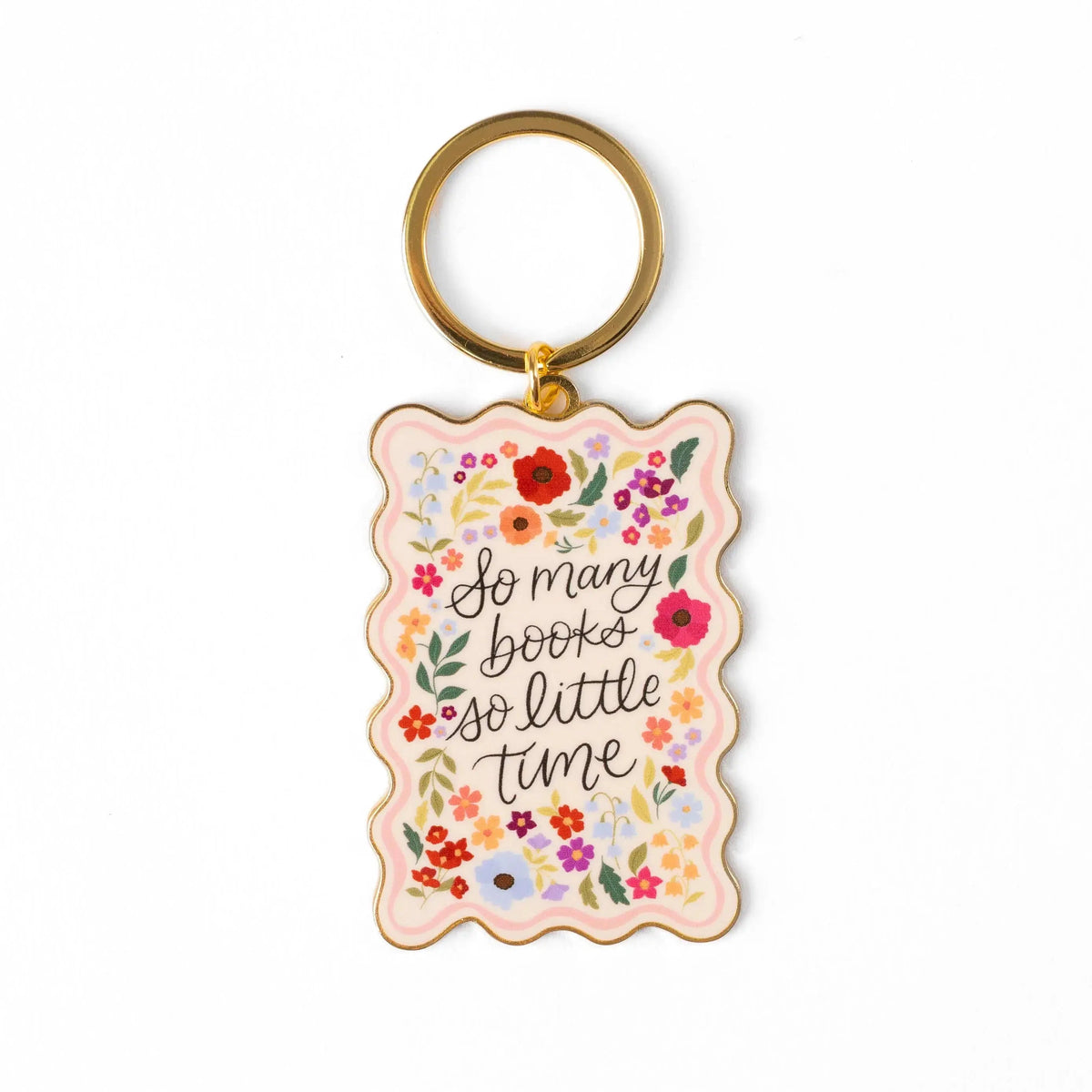 So Many Books Metal Keychain 2.5x1.5 in. | Bookish & Reading