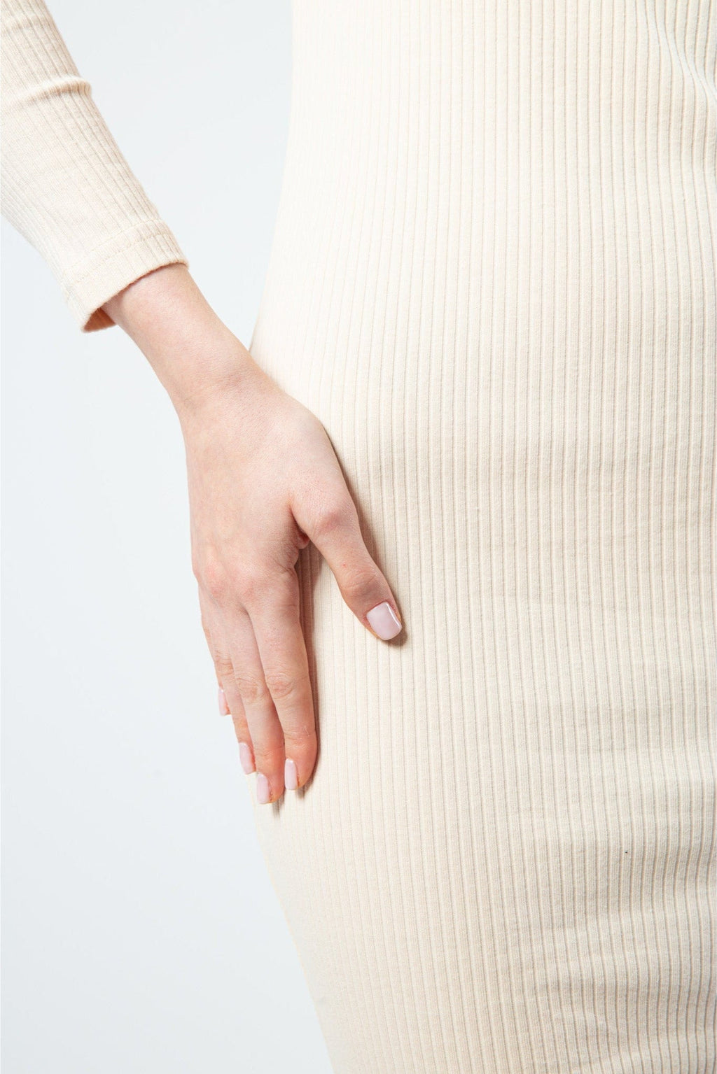 The Ribbed Zip Dress - Cream