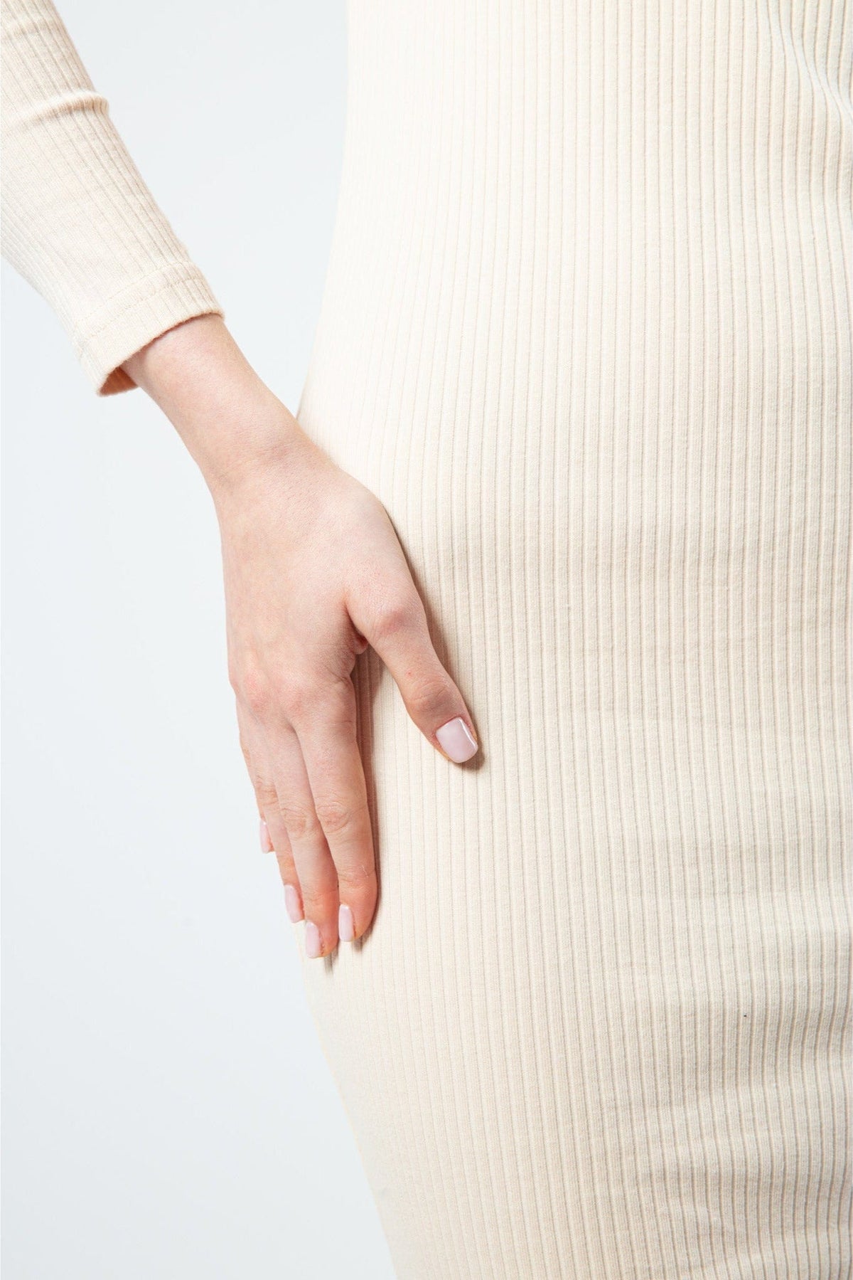 The Ribbed Zip Dress - Cream