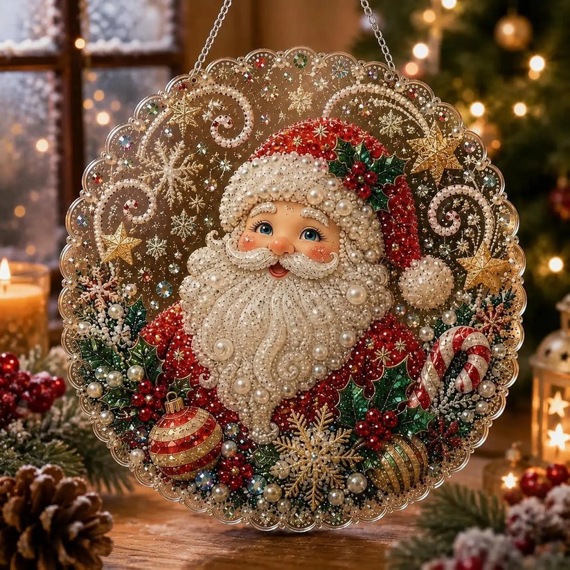 DIY Christmas Pearl & Rhinestone Diamond Painting Suncatcher 🎄